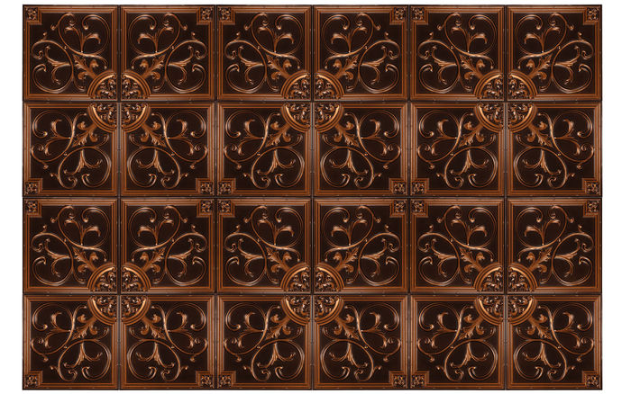 2x2 Antique Copper Ceiling Tiles in Grid