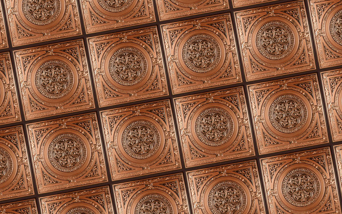 2x2 Messina Antique Copper Ceiling Tile in a Grid