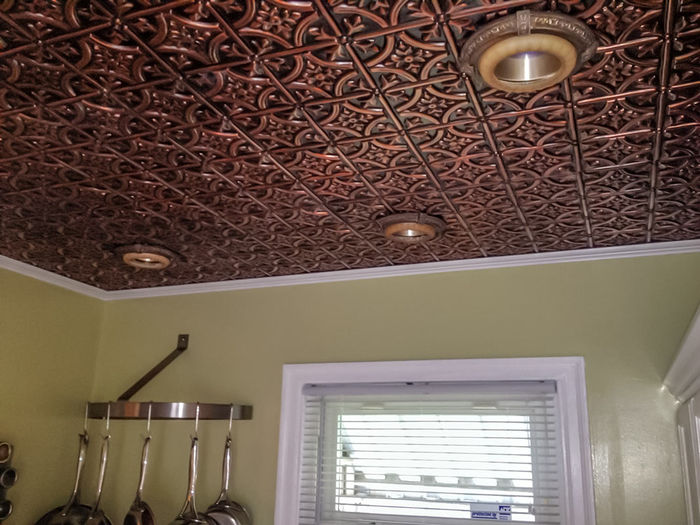 Direct Mount Installation of Antique Copper Ceiling Tile