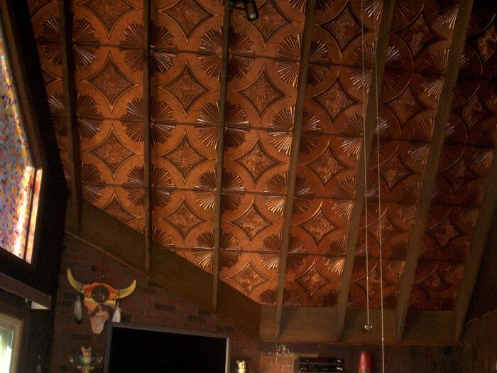 Decorative Glue Up Ceiling Tile in Home