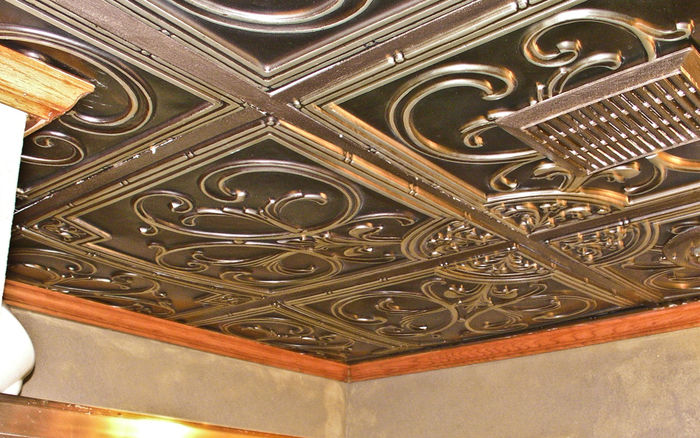Customer Installation of Florence Antique Silver Ceiling Tile