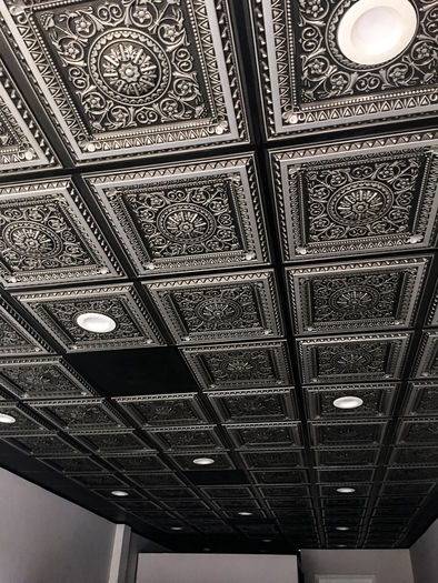 Milan Antique Silver 2x2 Ceiling Tile in a Grid