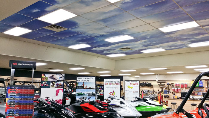 Sky Ceiling Tiles in a Retail Store